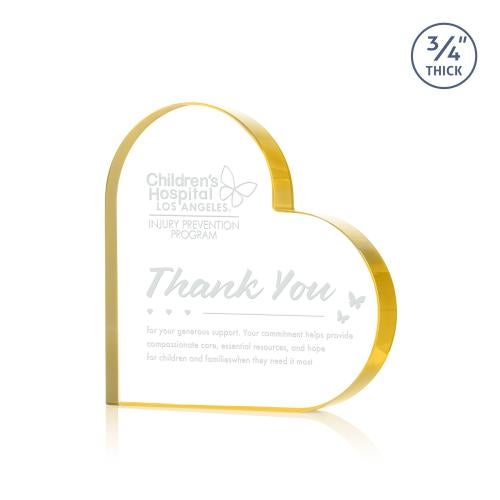 Corporate Awards - Crystal Awards - Davina Heart Gold Abstract / Misc Crystal Award
