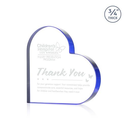 Corporate Awards - Crystal Awards - Davina Heart Blue Abstract / Misc Crystal Award