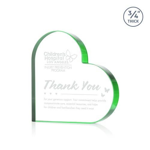 Corporate Awards - Crystal Awards - Davina Heart Emerald Abstract / Misc Crystal Award