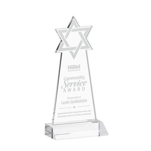 Corporate Awards - Crystal Awards - Star of David Clear Abstract / Misc Crystal Award