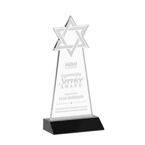 Corporate Awards - Crystal Awards - Star of David Black Abstract / Misc Crystal Award
