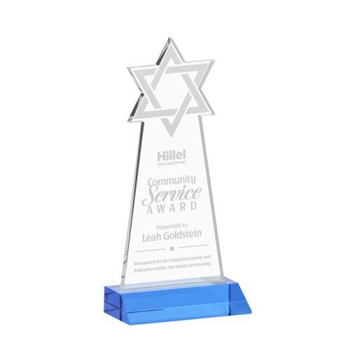 Corporate Awards - Crystal Awards - Star of David Sky Blue Abstract / Misc Crystal Award