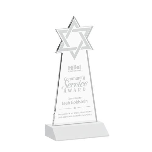 Corporate Awards - Crystal Awards - Star of David White Abstract / Misc Crystal Award