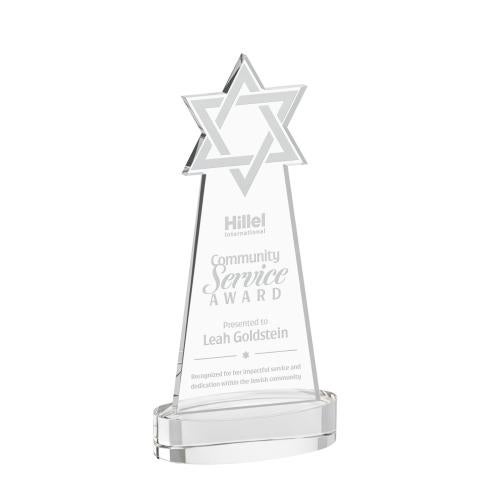 Corporate Awards - Crystal Awards - Star of David Clear on Alberton Base Abstract / Misc Crystal Award