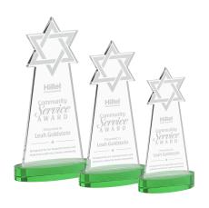 Star of David Green on Alberton Base Abstract / Misc Crystal Award - Newest Additions