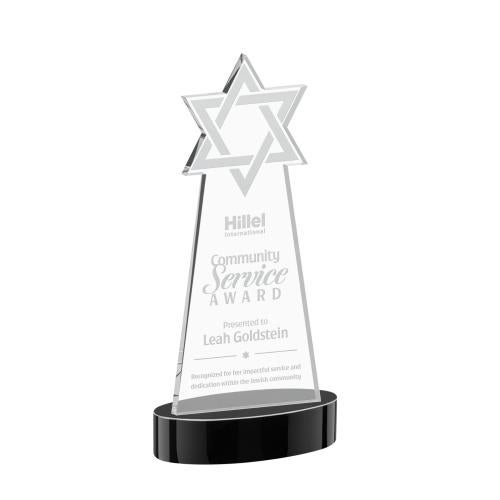 Corporate Awards - Crystal Awards - Star of David Black on Alberton Base Abstract / Misc Crystal Award