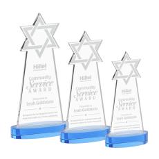Star of David Sky Blue on Alberton Base Abstract / Misc Crystal Award - Newest Additions