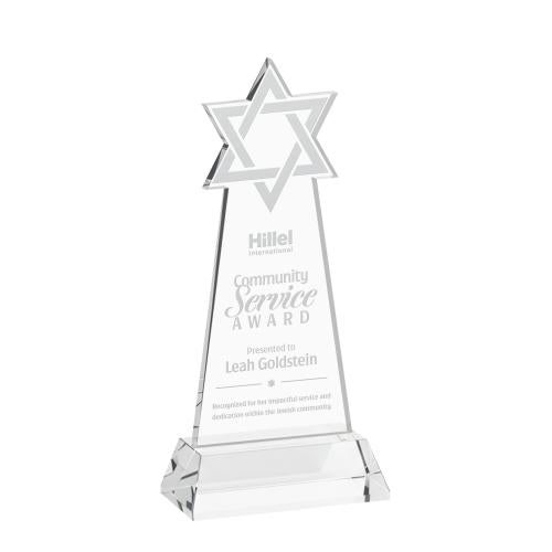Corporate Awards - Crystal Awards - Star of David Clear on Hartford Base Abstract / Misc Crystal Award