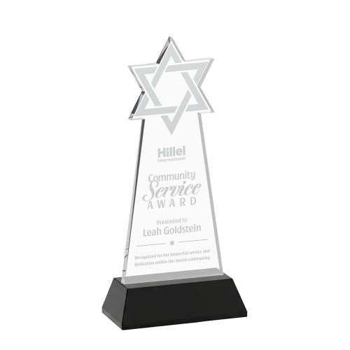 Corporate Awards - Crystal Awards - Star of David Black on Hartford Base Abstract / Misc Crystal Award