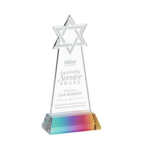 Corporate Awards - Crystal Awards - Star of David Prismatic on Hartford Base Abstract / Misc Crystal Award