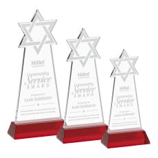 Star of David Red on Hartford Base Abstract / Misc Crystal Award - Newest Additions