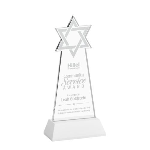 Corporate Awards - Crystal Awards - Star of David White on Hartford Base Abstract / Misc Crystal Award