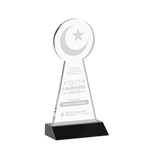 Corporate Awards - Crystal Awards - Crescent & Star Black Abstract / Misc Crystal Award