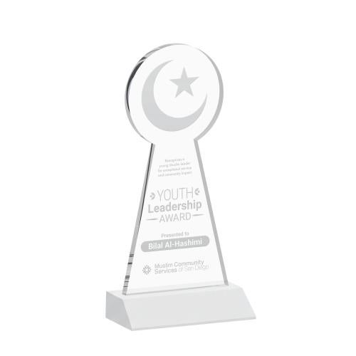 Corporate Awards - Crystal Awards - Crescent & Star White Abstract / Misc Crystal Award