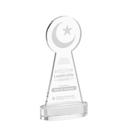 Corporate Awards - Crystal Awards - Crescent & Star Clear on Alberton Base Abstract / Misc Crystal Award