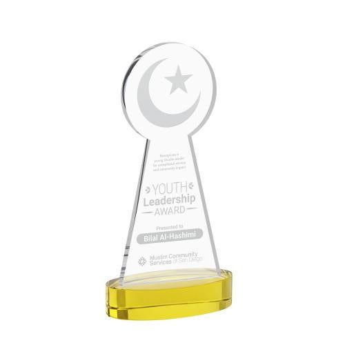 Corporate Awards - Crystal Awards - Crescent & Star Gold on Alberton Base Abstract / Misc Crystal Award