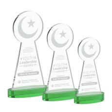 Crescent & Star Green on Alberton Base Abstract / Misc Crystal Award - Crystal Awards