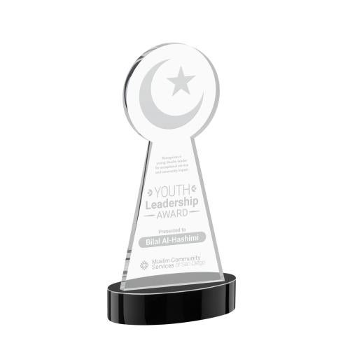 Corporate Awards - Crystal Awards - Crescent & Star Black on Alberton Base Abstract / Misc Crystal Award
