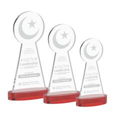 Crescent & Star Red on Alberton Base Abstract / Misc Crystal Award - Red Crystal Awards