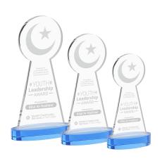 Crescent & Star Sky Blue on Alberton Base Abstract / Misc Crystal Award - Crystal Awards