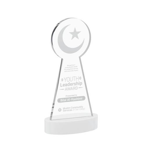 Corporate Awards - Crystal Awards - Crescent & Star White on Alberton Base Abstract / Misc Crystal Award