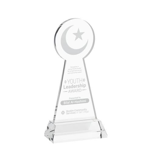 Corporate Awards - Crystal Awards - Crescent & Star Clear on Hartford Base Abstract / Misc Crystal Award