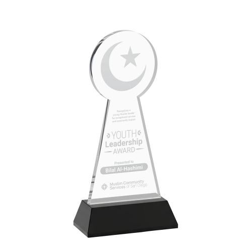 Corporate Awards - Crystal Awards - Crescent & Star Black on Hartford Base Abstract / Misc Crystal Award