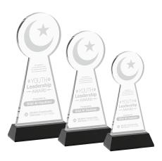 Crescent & Star Black on Hartford Base Abstract / Misc Crystal Award - Crystal Awards