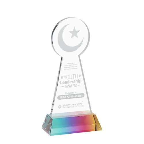 Corporate Awards - Crystal Awards - Crescent & Star Prismatic on Hartford Base Abstract / Misc Crystal Award