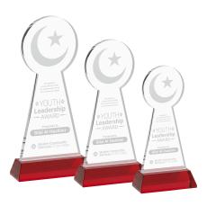 Crescent & Star Red on Hartford Base Abstract / Misc Crystal Award - Red Crystal Awards