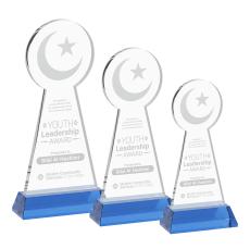 Crescent & Star Sky Blue on Hartford Base Abstract / Misc Crystal Award - Crystal Awards