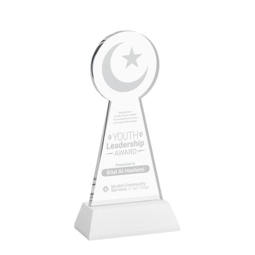Corporate Awards - Crystal Awards - Crescent & Star White on Hartford Base Abstract / Misc Crystal Award
