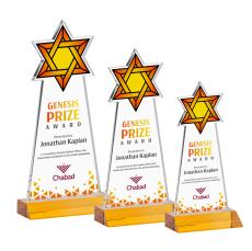 Star of David Full Color Amber Abstract / Misc Crystal Award - Crystal Awards