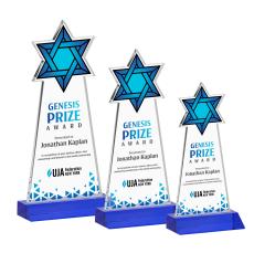 Star of David Full Color Blue Abstract / Misc Crystal Award - Crystal Awards