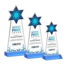 Star of David Full Color Sky Blue Abstract / Misc Crystal Award - Full Color Awards