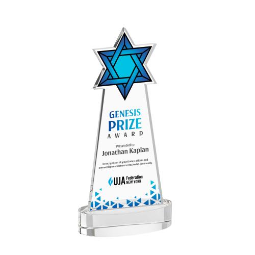 Corporate Awards - Crystal Awards - Star of David Full Color Clear on Alberton Base Abstract / Misc Crystal Award