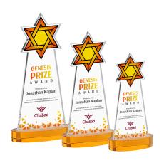 Star of David Full Color Amber on Alberton Base Abstract / Misc Crystal Award - Glass Awards