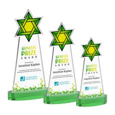 Star of David Full Color Green on Alberton Base Abstract / Misc Crystal Award - Glass Awards