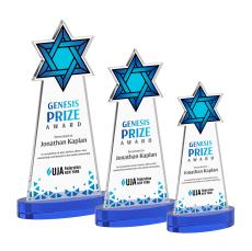 Star of David Full Color Blue on Alberton Base Abstract / Misc Crystal Award - Glass Awards