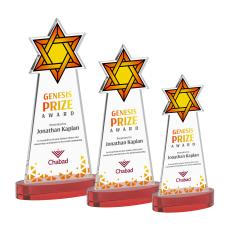 Star of David Full Color Red on Alberton Base Abstract / Misc Crystal Award - Glass Awards
