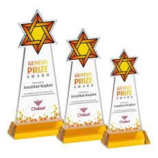 Star of David Full Color Amber on Hartford Base Abstract / Misc Crystal Award - Glass Awards