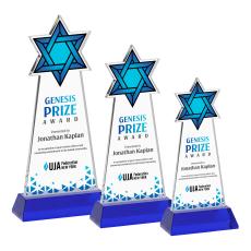 Star of David Full Color Blue on Hartford Base Abstract / Misc Crystal Award - Glass Awards