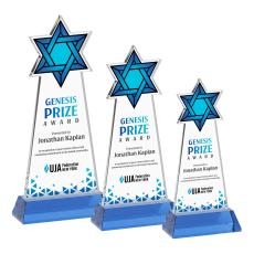 Star of David Full Color Sky Blue on Hartford Base Abstract / Misc Crystal Award - Full Color Awards