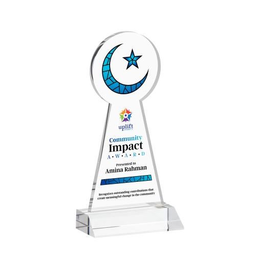 Corporate Awards - Crystal Awards - Crescent & Star Full Color Clear Abstract / Misc Crystal Award