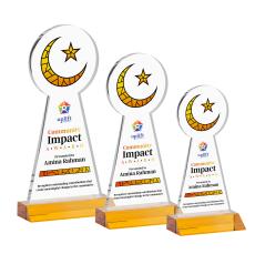 Crescent & Star Full Color Amber Abstract / Misc Crystal Award - Glass Awards