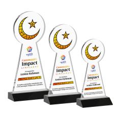 Crescent & Star Full Color Black Abstract / Misc Crystal Award - Full Color Awards