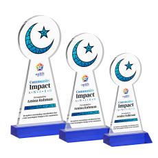 Crescent & Star Full Color Blue Abstract / Misc Crystal Award - Full Color Awards
