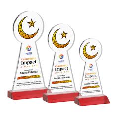 Crescent & Star Full Color Red Abstract / Misc Crystal Award - Full Color Awards