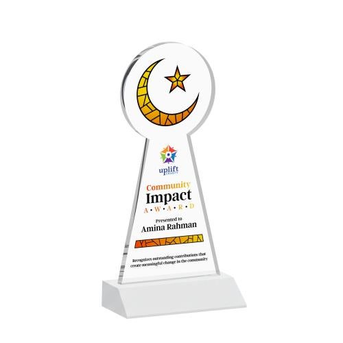 Corporate Awards - Crystal Awards - Crescent & Star Full Color White Abstract / Misc Crystal Award