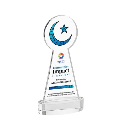 Corporate Awards - Crystal Awards - Crescent & Star Full Color Clear on Alberton Base Abstract / Misc Crystal Award